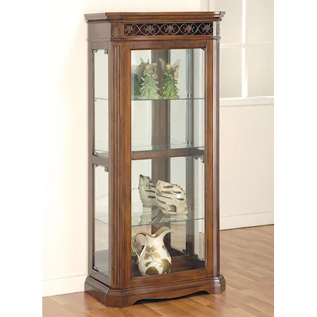 Cherry Finish Curio Cabinet with Side Doors